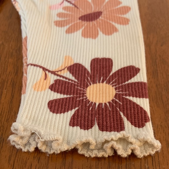 🍓3/$10 NWOT George Kids Leggings with Floral Design - Cream and Brown - Picture 3 of 4